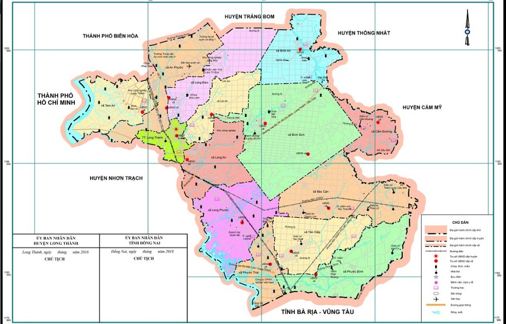 Bản đồ vị trí các thành phố, huyện, xã  trên địa bàn tỉnh Đồng Nai